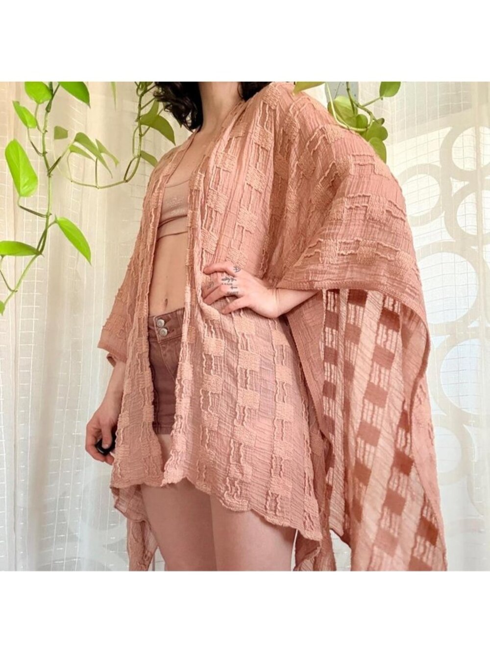 Pink Sheer Textured Cape